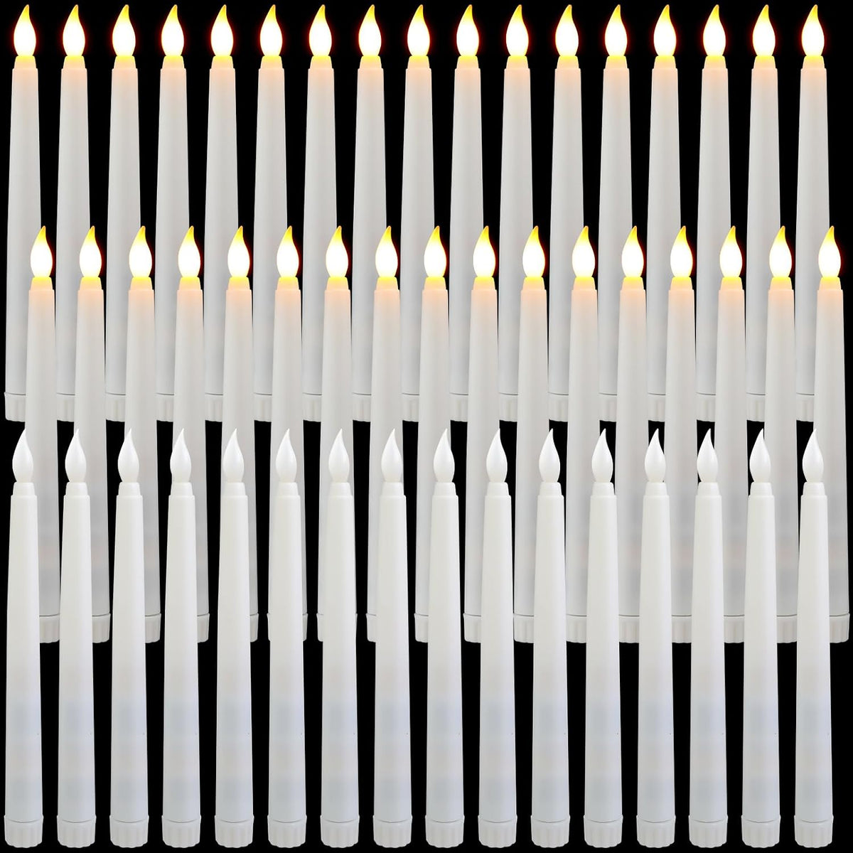Baquler 50 Pcs 8.5 Inch White LED Flameless Taper Candles Bulk