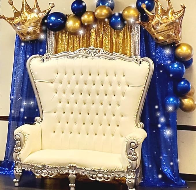 Poise3EHome 4Pcs 2Ft x 8Ft Blue Sequin Backdrop Curtains, Glitter Photography Backdrop, Sequence Xmas Thanksgiving Backdrop (Navy Blue, 4 pcs-2ftx8ft)