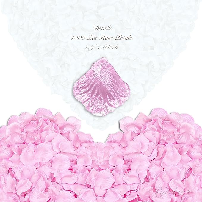 1000Pieces Rose Petals, Artificial Flower Petals Fake Rose Petals Silk Red Rose Petals for Romantic Night,Wedding,Proposal Anniversary Flower Decorations (Light Pink)