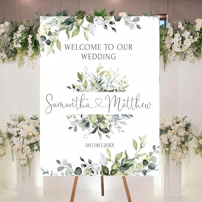 Personalized Welcome To Our Wedding Sign, Wedding Decorations, Greency Wedding Sign #4, Vesion 4