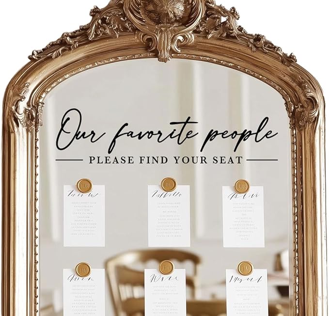 Our Favorite People Decal for Calligraphy Wedding Seating Chart Sign for Vinyl Sign Please Find Your Seat Mirror Vinyl Decal (Black, 20 inches Wide)