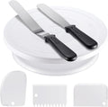 Kootek Cake Decorating Kit Baking Supplies Set Cake Turntable with 2 Frosting Straight Angled Spatula 3 Icing Smoother Scrapers Baking Accessories Tools for Beginners and Pros, Mother's Day, White