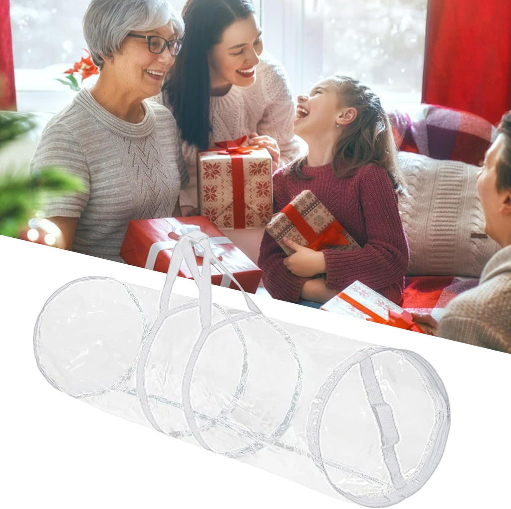 Wrapping Paper Storage Bag - Transparent Storage Tote, Gift Wrap Organizer With Handles, Multi-Purpose Holiday Container | Home Party Festival Decoration Setup Carrying Solution Living Space