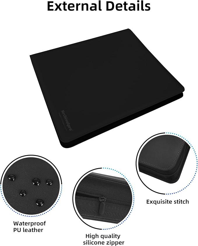 20 Pockets Premium Card Binder 1280 Cards Trading Card Binders Side Load Card Storage Display Album(20 Pocket 1280 Card Slot,Black)