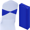 Kinlop 50 Pcs Spandex Chair Sashes Bows Chair Bands Slider Sashes for Covers Elastic Bands Ties Without Buckle Decorations for Wedding Party Events Ceremony Birthday(Blue)