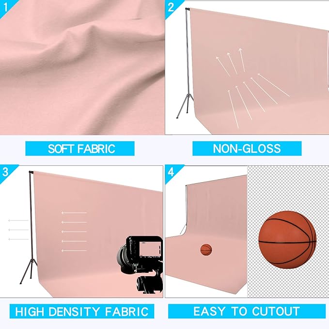 ISSUNTEX 10X20 ft/3X6 Meters Pink Background Photo Backdrop, Photo Studio, Collapsible High Density Screen for Video Photography and Television
