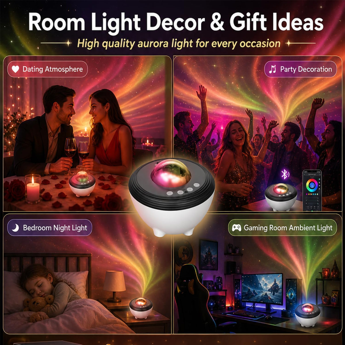 star projector galaxy light aurora projector with smart, package contents