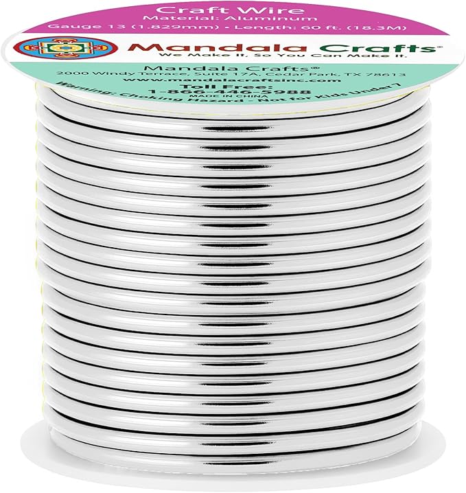 Mandala Crafts 13 Gauge Anodized Aluminum Craft Wire for Jewelry Making - 240 FT Colored Flexible Neutral Wire - Bendable for Bonsai Armature Crafting Sculpting