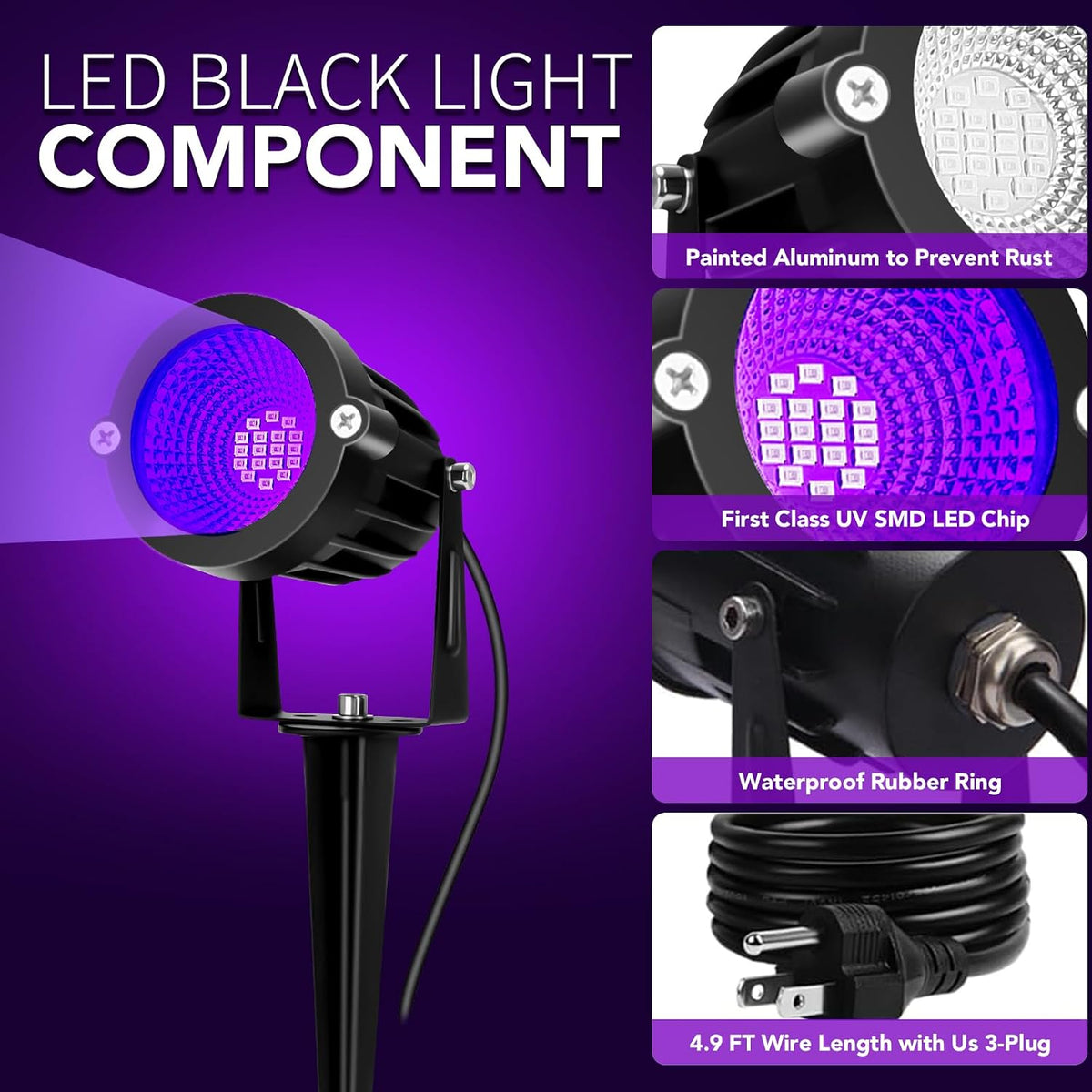 Halloween LED Black Light: 15W Spot Lights Outdoor UV Spotlight for Halloween...