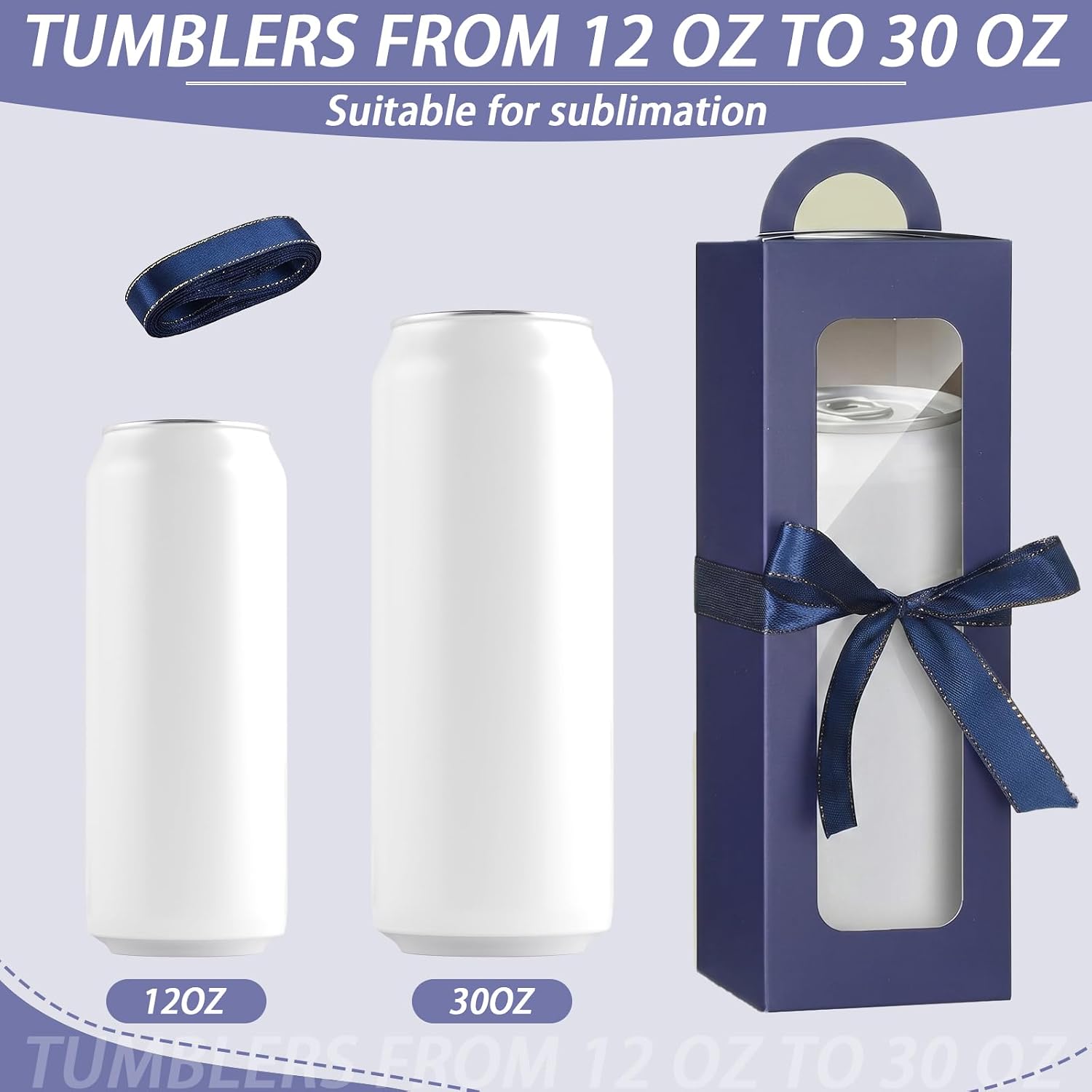 Ctosree 24 Pcs Tumbler Gift Box with Handle for 16-20 oz Clear Wine Glass Gift Box Sublimation Tumblers Heat Press Blanks Bottle for Christmas Wrapping Packaging(Dark Blue)
