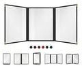 Goodsmart Restaurant Menu Covers – 25 Pack Black 6-View Trifold 8.5" x 11", Side-Loading Vinyl & Plastic Menu Holders, Clear Menu Sleeves, Leather-Style Café Covers with Gold Corners