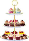PinCute Cupcake Stand Holder - 3 Tier Cup Cake Dessert Stands, Plastic Tiered Serving Tray&Metal Rod for Birthday Party, Wedding, Tea Party, Baby Shower-Transparent