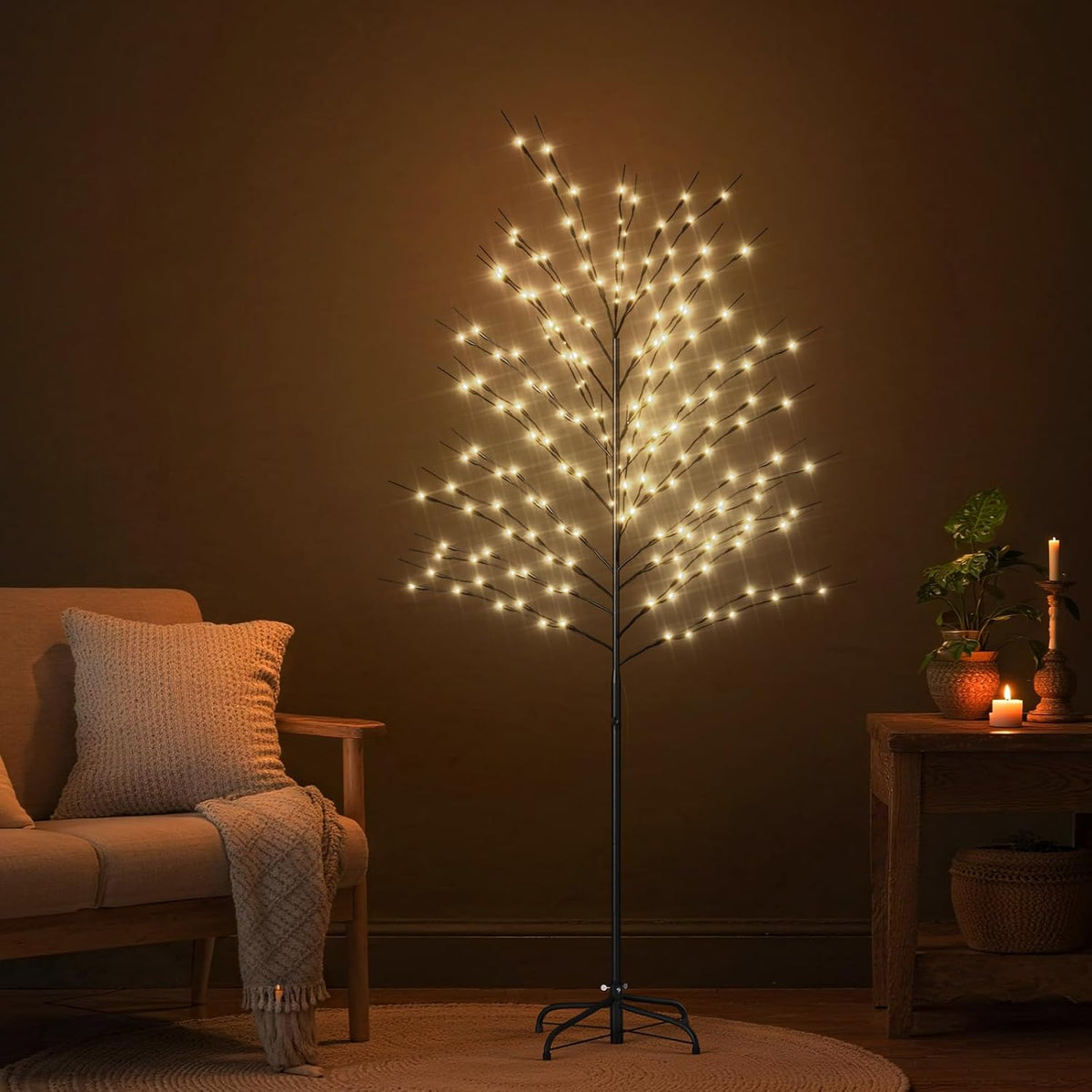 docred 5ft lighted tree with warm white led, main product view