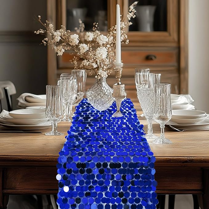 VHH Sequin Table Runner 12 x 108 inches Royal Blue Table Runner, Glitter Runner for Party Wedding Birthday, Party Spring Easter Rustic, Birthday Supplies Decorations (1 Pack).