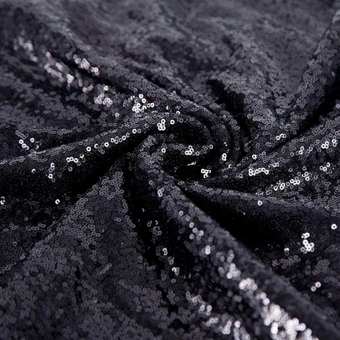 JYFLZQ Black Sequin Backdrop Curtains 8ft x 8ft 1 Panel Halloween Backdrop Glitter Photo Booth Backdrops Sparkly Photography Background Drapes for Graduation Birthday Parties