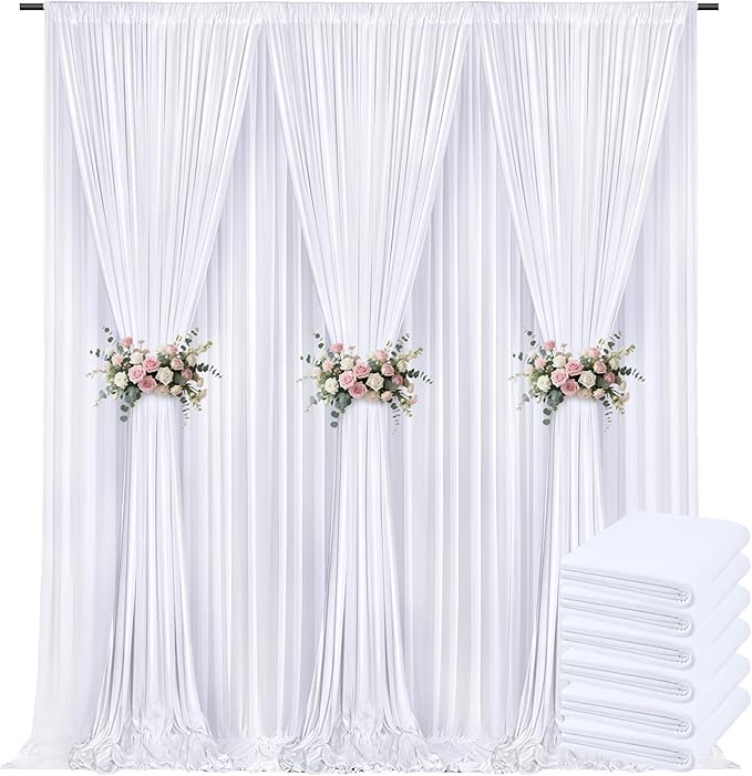 30x10ft Backdrop Curtains for Parties, 6 Panels 5x10ft Photography Backdrop Curtain with Rod Pocket,Backdrop Polyester Background Drapes,Wedding Backdrop Drapes for Birthday Baby Shower Home Decor