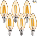 FLSNT 40W Equivalent LED Chandelier Light Bulbs, Dimmable Amber LED B11 E12 Candelabra Base Bulbs, 2200K Warm White, 330LM, 6 Pack UL,CA65 Listed.