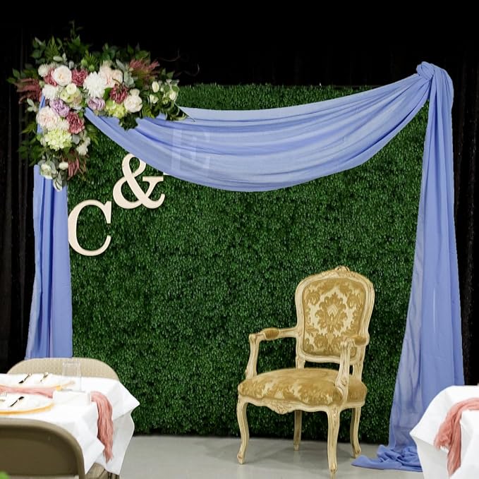 Wedding Arch Draping Fabric 20 Ft Periwinkle Color Chiffon Drapes for Weddings Chiffon Wedding Arch Drapes Fabric Ceremony Reception Swag Chiffon Fabric Drapery Party Ceiling Decoration