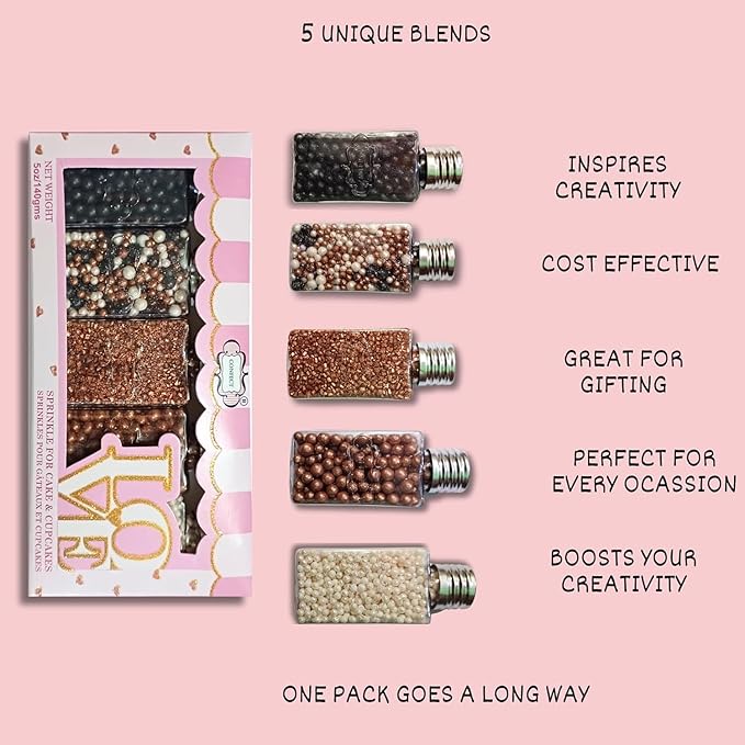Confect Sprinkle Mix – Elegant Black, Bronze & White Sugar Pearls with Copper Sparkling Sugar – Great Gatsby Disco Ball Cake & Cupcake Decoration – Vegan, Gluten-Free, Nut-Free, Soy-Free, Dairy-Free, Palm Oil-Free -Dye Free- 5 Oz