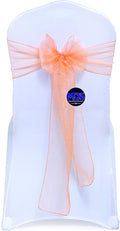 MDS Pack of 200 PCS Organza Chair Sashes Wider Dining Chair Bows Ribbon Tie Back for Wedding Party Birthday Bridal Shower Reception Event Banquet Home Chair Cover Decoration - Peach