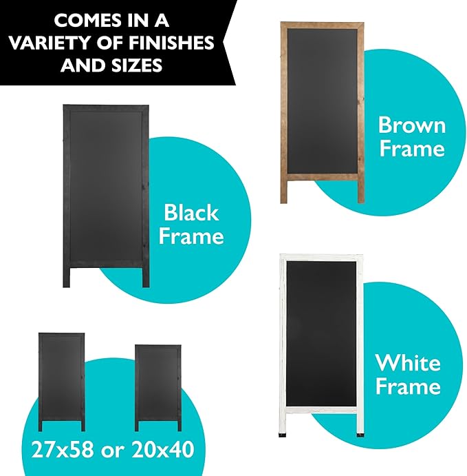 Ilyapa A-Frame Chalkboard Sidewalk Sign - 58 x 27 inches, Folding Standing Sandwich Sign – Sturdy Freestanding Black Magnetic Sandwich Menu Display