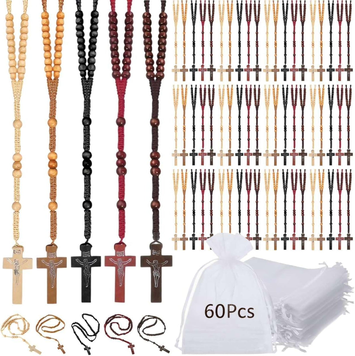 olive wooden rosary beads bulk, 5 colors, main product view