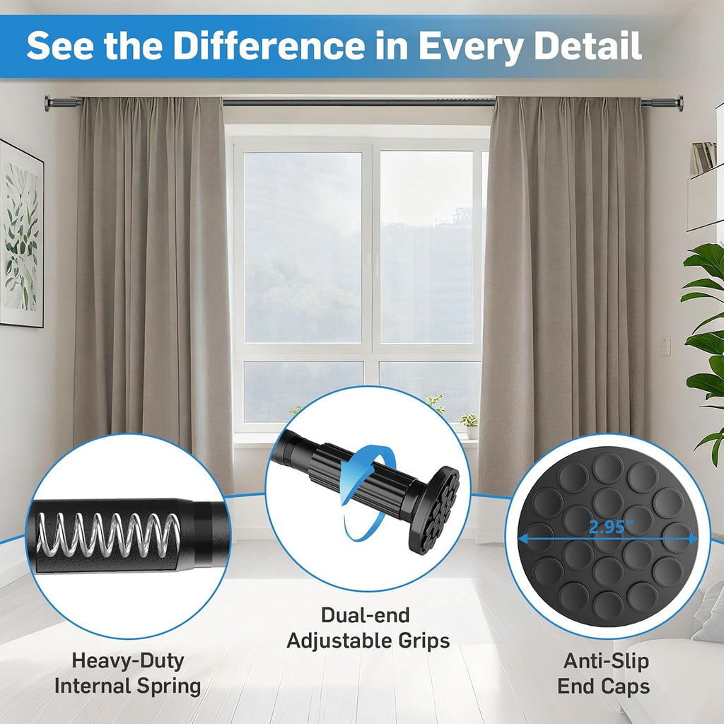 tension curtain rod 51-166 inch(4.25-13.83ft), extra long outdoor, side view