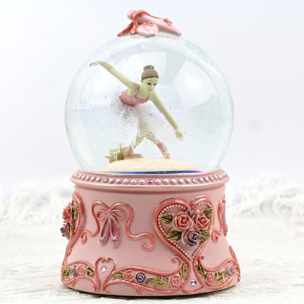 Ballerina Snow Globe Music Box with LED Lights – Classic Ballet Dancer Gift, Clear Glass Globe, Perfect for Ballet Lovers, with Music The Blue Danube