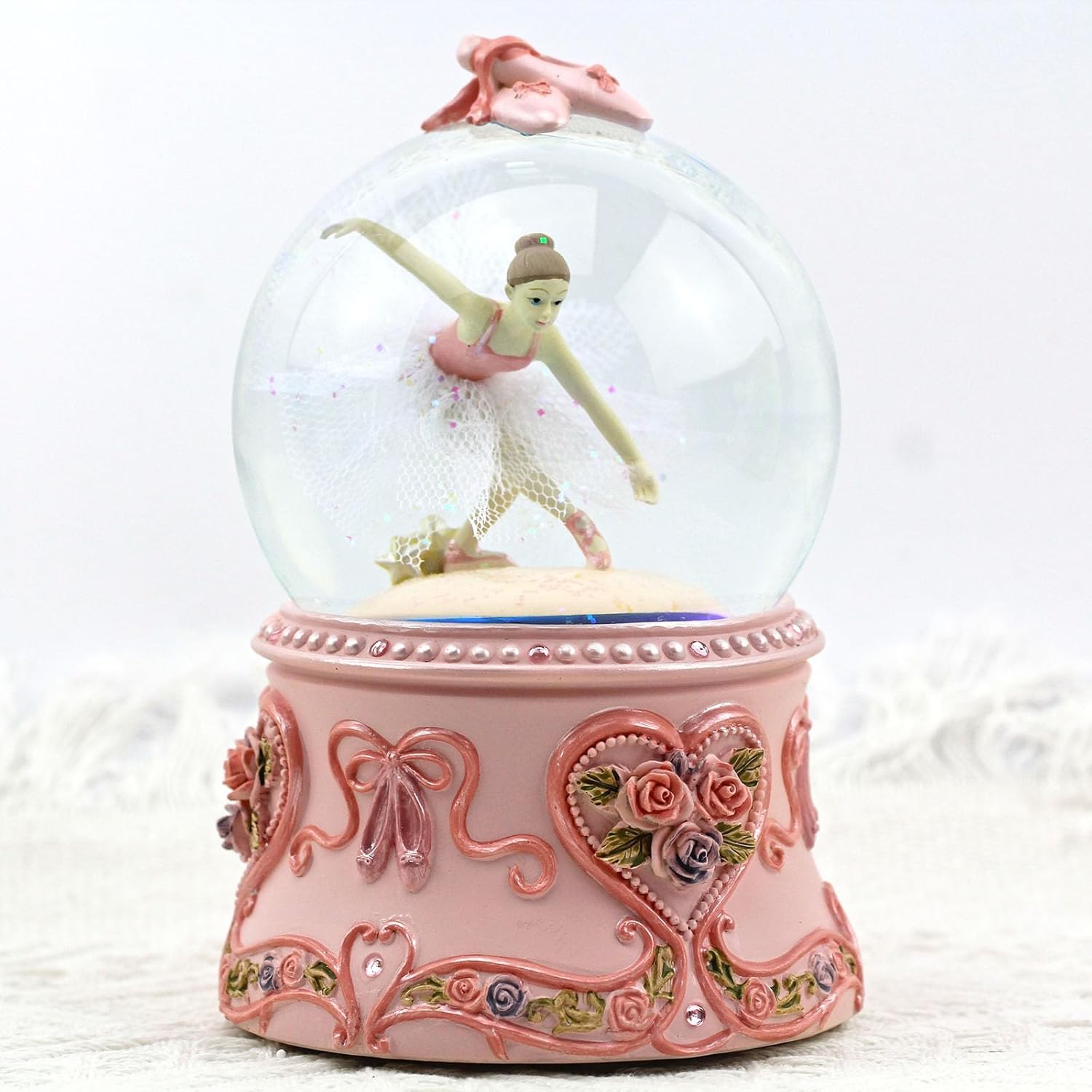 Ballerina Snow Globe Music Box with LED Lights – Classic Ballet Dancer Gift, Clear Glass Globe, Perfect for Ballet Lovers, with Music The Blue Danube