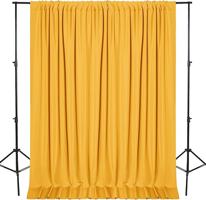 DWCN 10x7 FT Backdrop Curtains for Parties, Photography Backdrop Drapes with Rod Pockets for Wedding Decorations Stage Birthday Family Gatherings, 2 Panels 5ft x 7ft, Orange Yellow