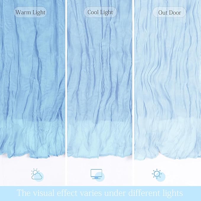6 Pack Baby Blue Cheesecloth Table Runner 23x120 inch Rustic Boho Gauze Table Runner 10 FT Long Sheer Cheese Cloth Fabric Table Runners for Romantic Wedding Bridal Shower Birthday Party Decor