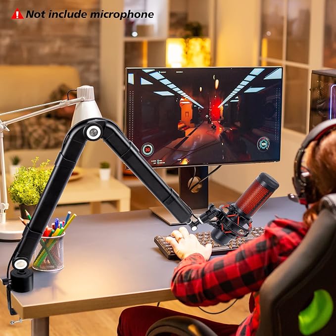 SUNMON Mic Stand Boom Arm - Microphone Arm Compatible with HyperX QuadCast, 360° Rotation Microphone Stand, Weighted Metal Mic Boom Arm for HyperX QuadCast,Blue Yeti,Shure MV7,Rode and Most Gaming