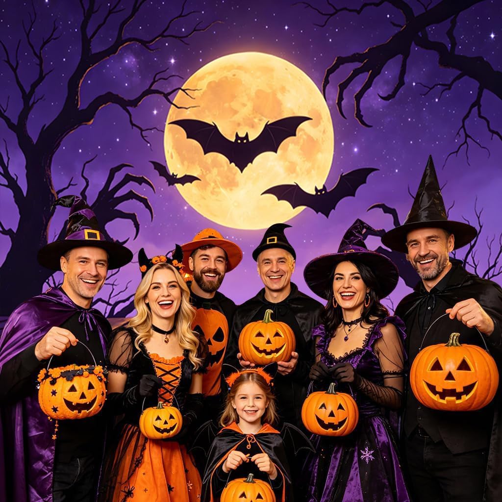 Halloween Backdrop for Photography 10x8ft Happy Moon Night Banner