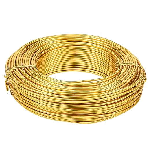 Fashewelry 114 Feet 10 Gauge Aluminum Wire Gold Bendable Metal Craft Wire for Beading Jewelry Craft Making (2.5mm)