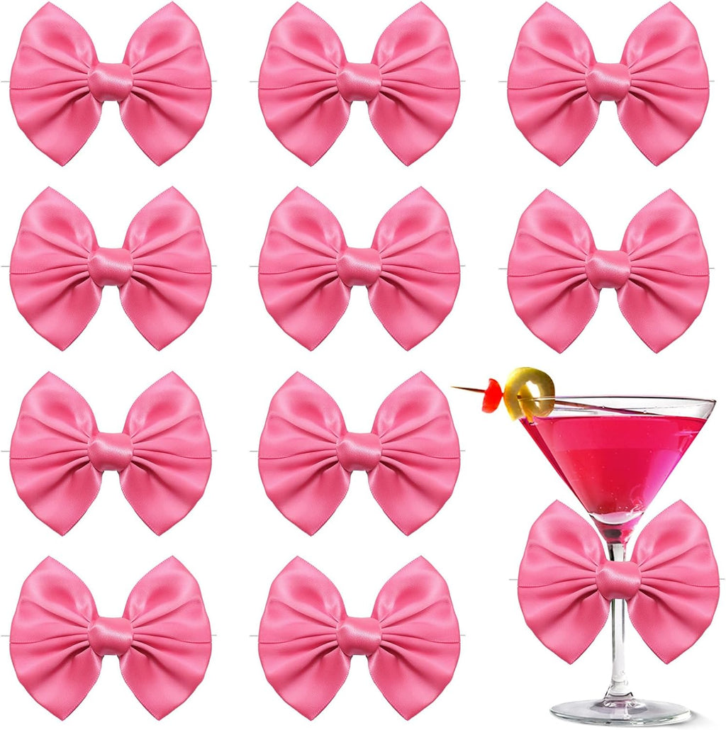 24 Pcs Satin Hot Pink Ribbon Twist Tie Bows for Treat Bags 3.5inches Pink Bows for Crafts Premade Bows Decorating Gifts Wrapping Bows for Pop Candy Apples Cake Bakery Wedding Party