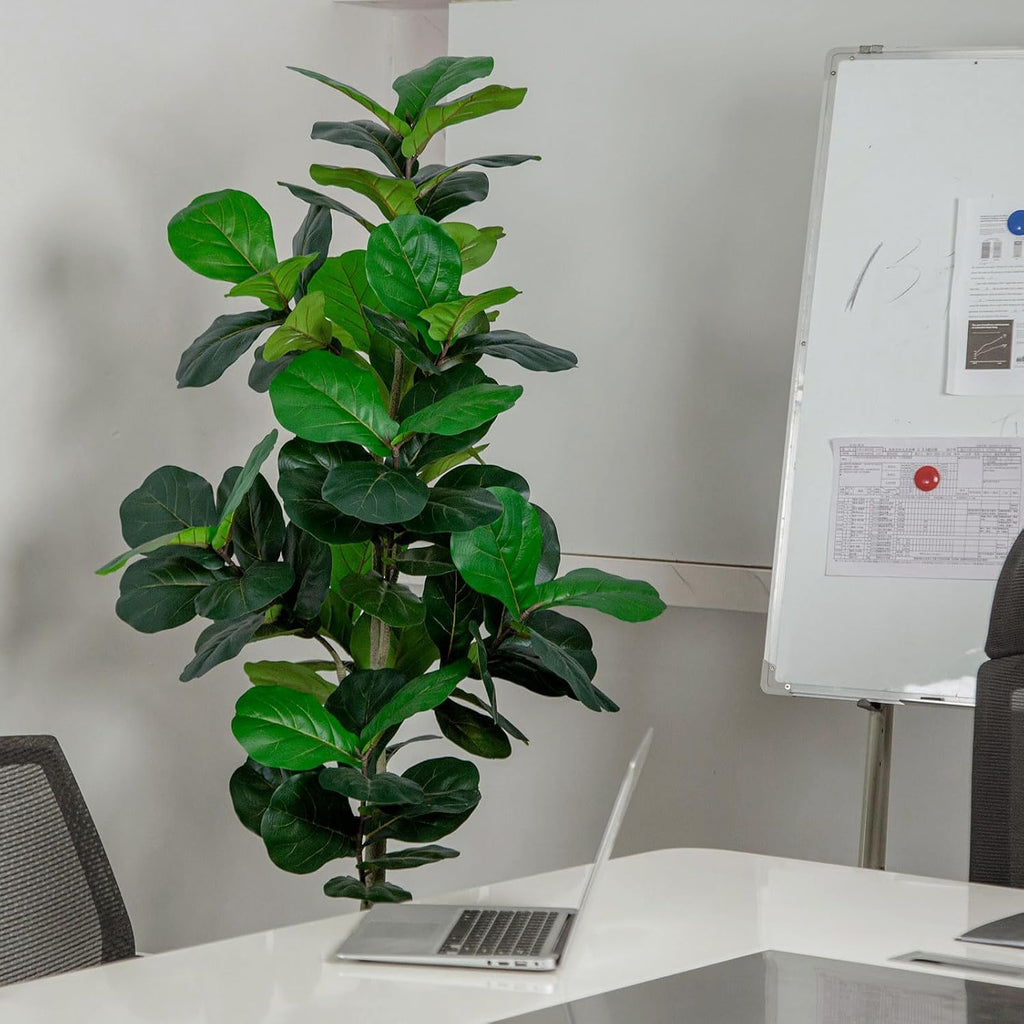 artificial fiddle leaf fig tree 5ft tall faux, front angle view