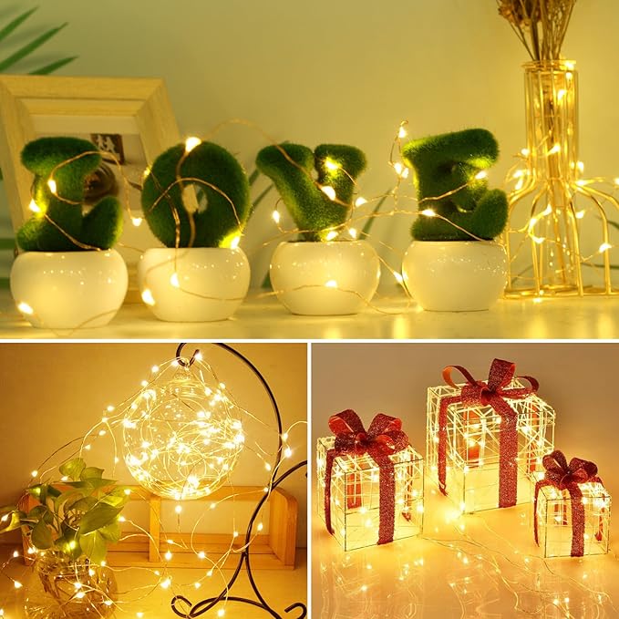kolpop 30 Pack LED Fairy Lights Battery Operated, 7FT 20 LED Mini Twinkle String Lights Battery Powered Waterproof for Christmas Mason Jars Party (Warm White)