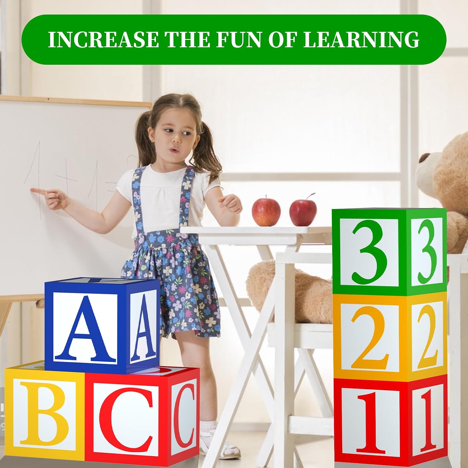 6 Pcs ABC 123 Party Decorations Back to School Decoration ABC Alphabet Party Favor Balloon Box, Block Boxes Favor Balloon Boxes Inspire Story Birthday Party Decor for School Baby Shower