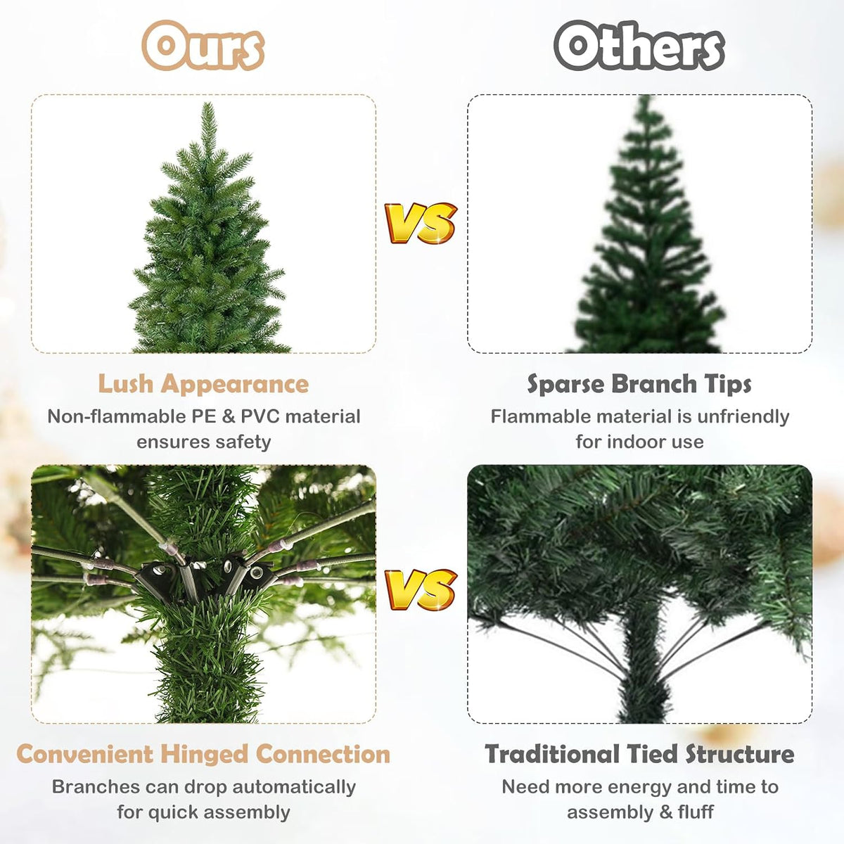 goplus 5ft pre-lit pencil christmas tree with 180, package contents
