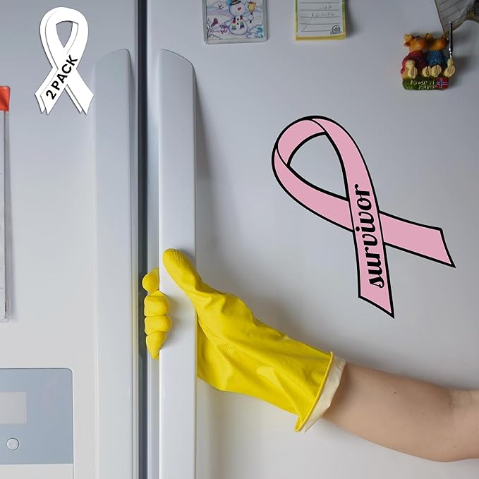 Magnet Me Up Breast Cancer Survivor Pink Ribbon Magnet Decal - 3.5x7 Inches, 2 Pack, Automotive Magnet for Car, Truck, SUV - Show Support and Raise Awareness with This Meaningful Auto Magnet
