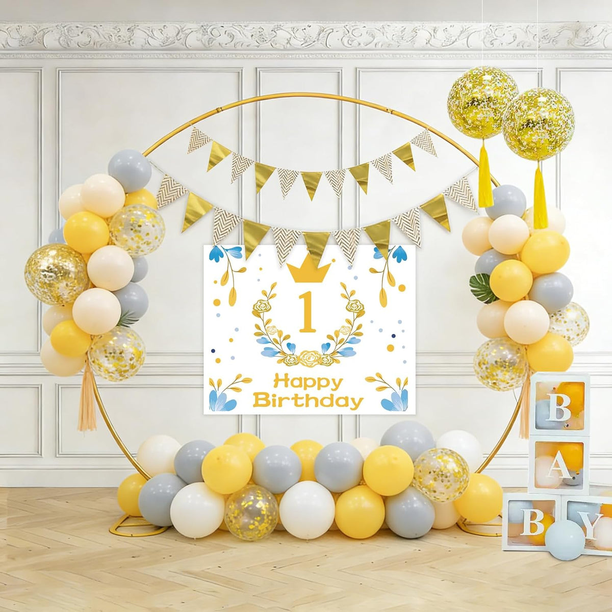 8ft Balloon Arch Stand,Round Backdrop Stand,Golden Circle Wedding Arch Frame ...