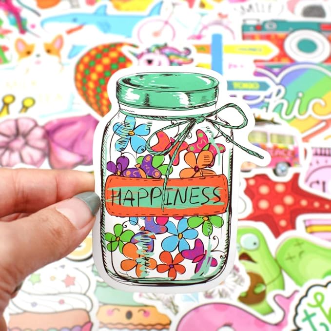 QTL Waterproof Stickers for Girls Cute Stickers for Water Bottles Hydro Flask Kids Teens Waterproof Vinyl Packs 100Pcs