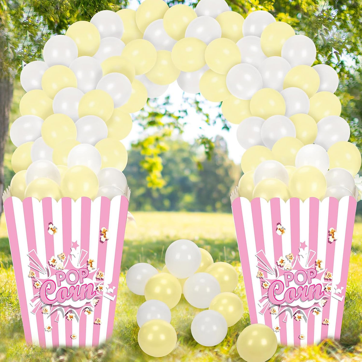 sosation giant popcorn box prop cardboard with balloons, main product view