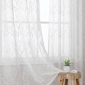 VISIONTEX Sheer Curtains 72 inch Length 2 Panels Set, Decorative Beige Coral Embroidery, Rod Pocket Embroidered Window Drapes for Living Room and Bedroom, 54" x 72"