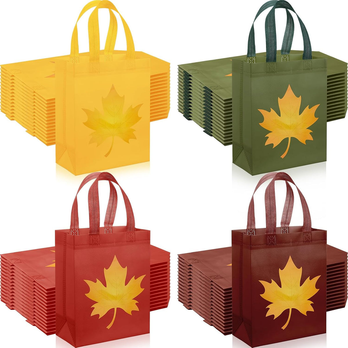 woanger 100 pack fall maple leaf gift bags, main product view