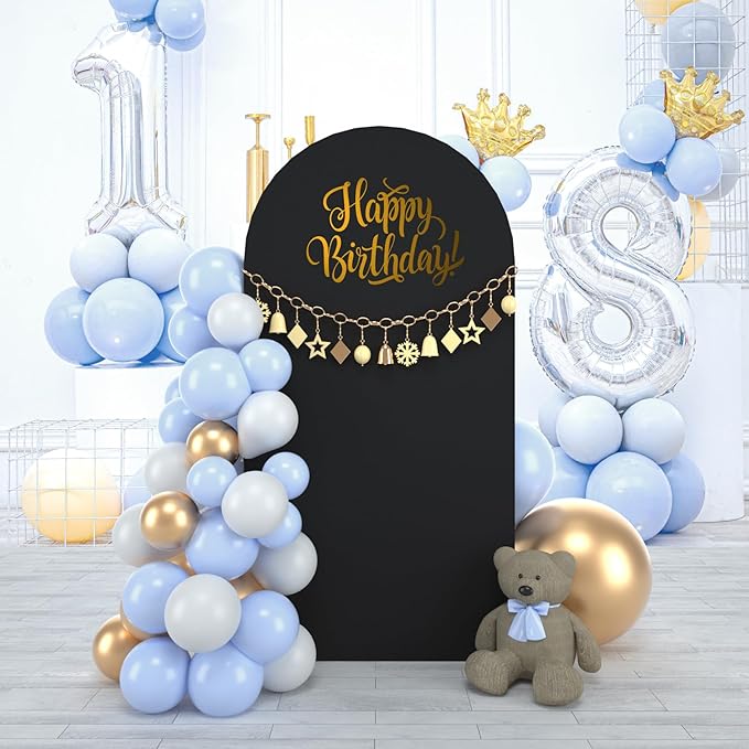 bricia Wedding Arch Backdrop Stand Cover, 6FT Double Sided Stretchy Arch Cover Fitted Wedding Birthday Party Banquet Decoration (Black 72''Lx31.2''W)
