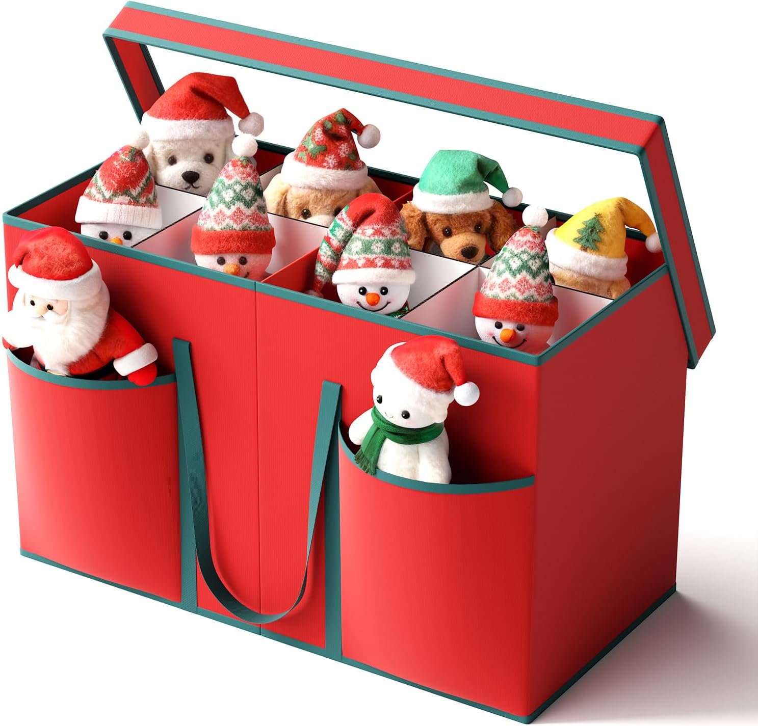 Christmas Figurine Storage Box & Nutcracker Storage Containers with Visible Lid and Cardboard Dividers, Keeps 8 Holiday 15"-Figurine Collectibles, Xmas Decoration Storage Bag, 600D Oxford / Tear-Proof