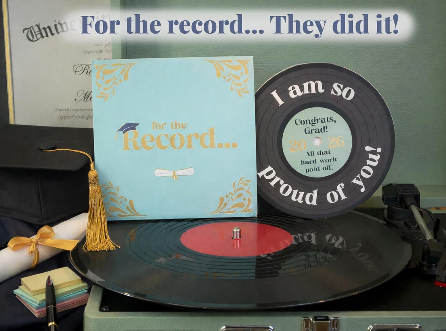 Vinyl Record Graduation Card for High School & College Graduates