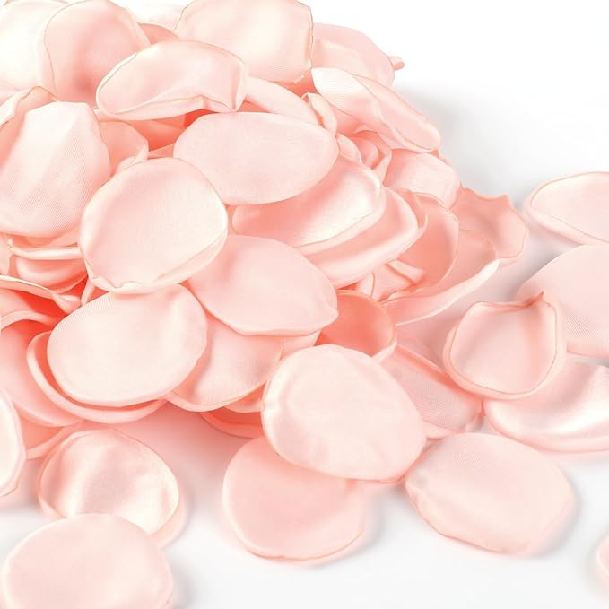 300pcs Blush Faux Silk Rose Petals for Wedding Aisle Scatter, Flower Girl Basket, Table Centerpieces, Bridal Shower, and Romantic Party Decor