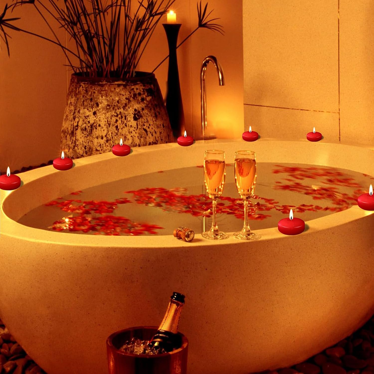 Red Floating Candles 3 inch, 6 Pack Floating Candles 10 Hours Burn Clean & Unscented Floating Candles for Valentine's Day,Wedding,Proposal Anniversary Decorations (6 Pack, red, 3 inch)